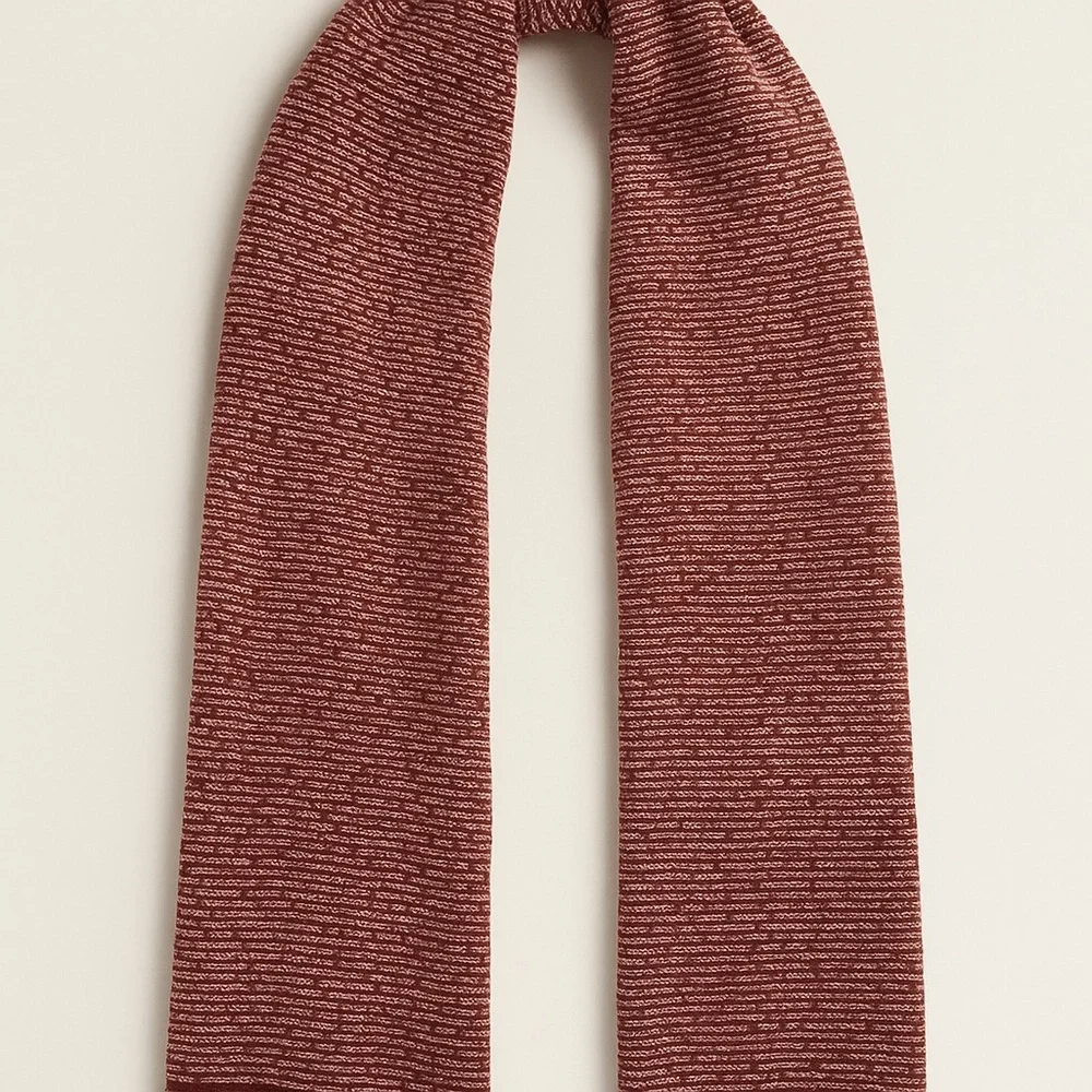 Knit Scarf Wrap Textured Ruffle Pink Brown Striped Winter Snow Warm Cozycore